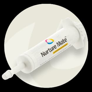 White calibrated tube with label wrapped around for Nurture Mate